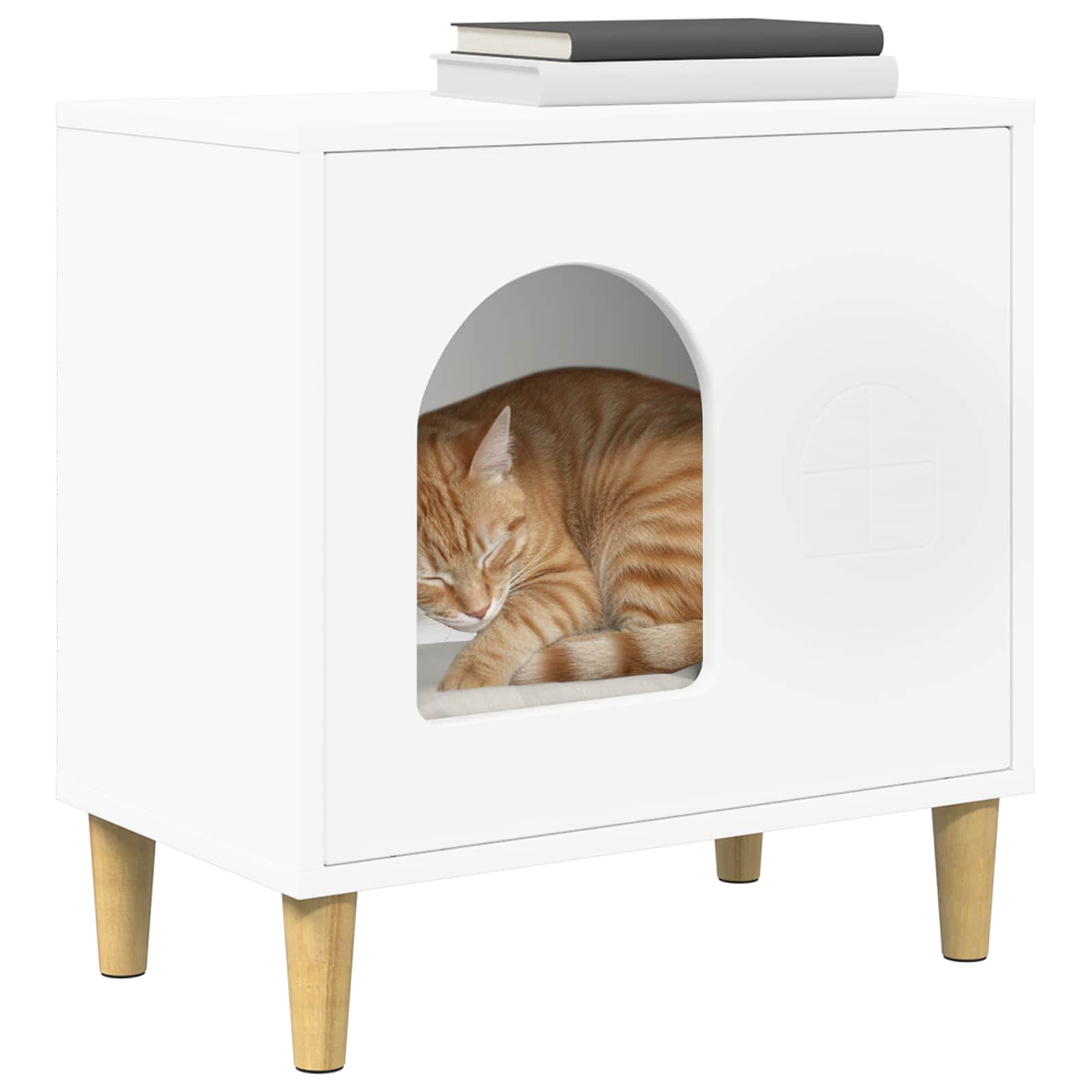 vidaXL Cat House White 51 x 30 x 52 cm Engineered Wood 3