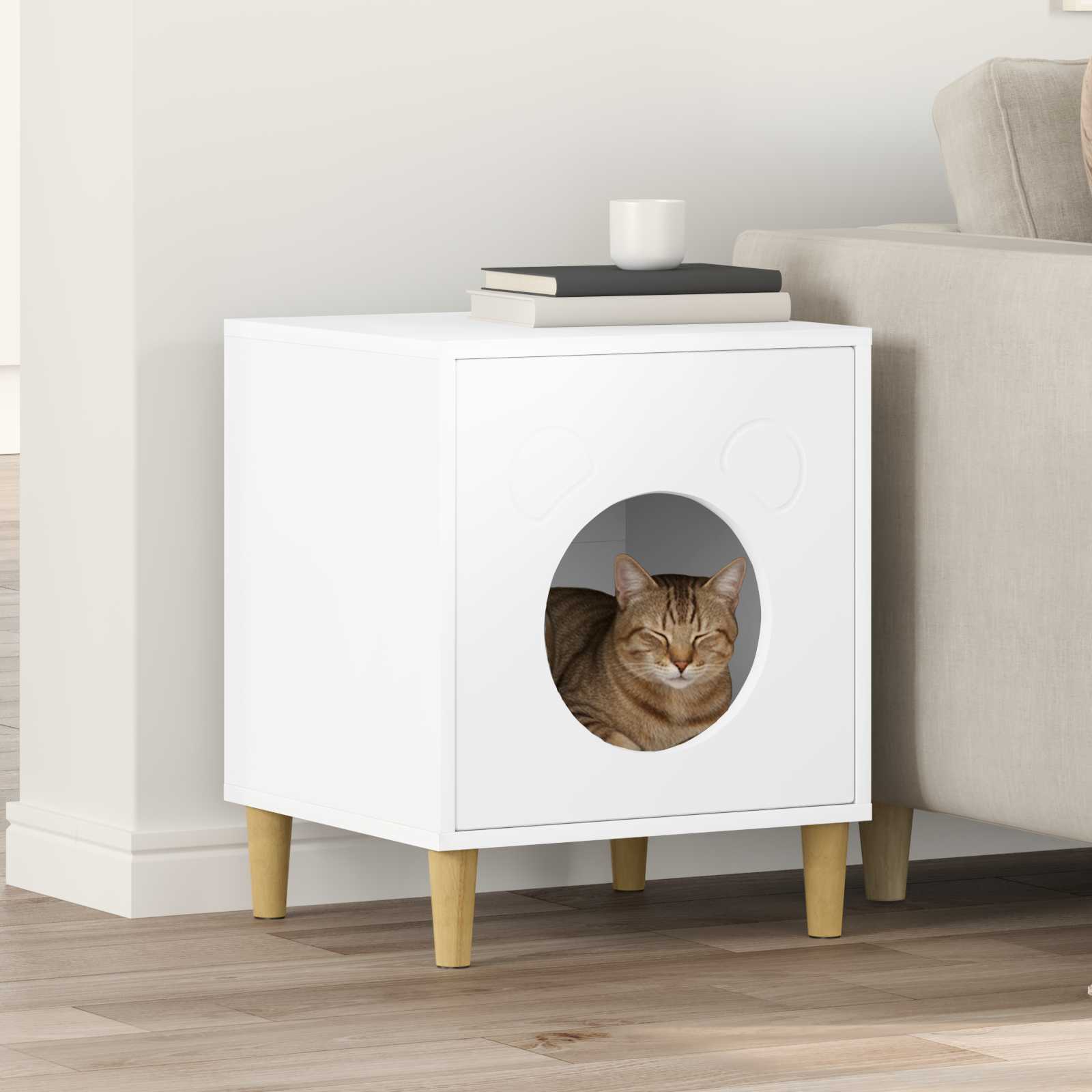 vidaXL Cat House White 42.5 x 40 x 53 cm Engineered Wood 1