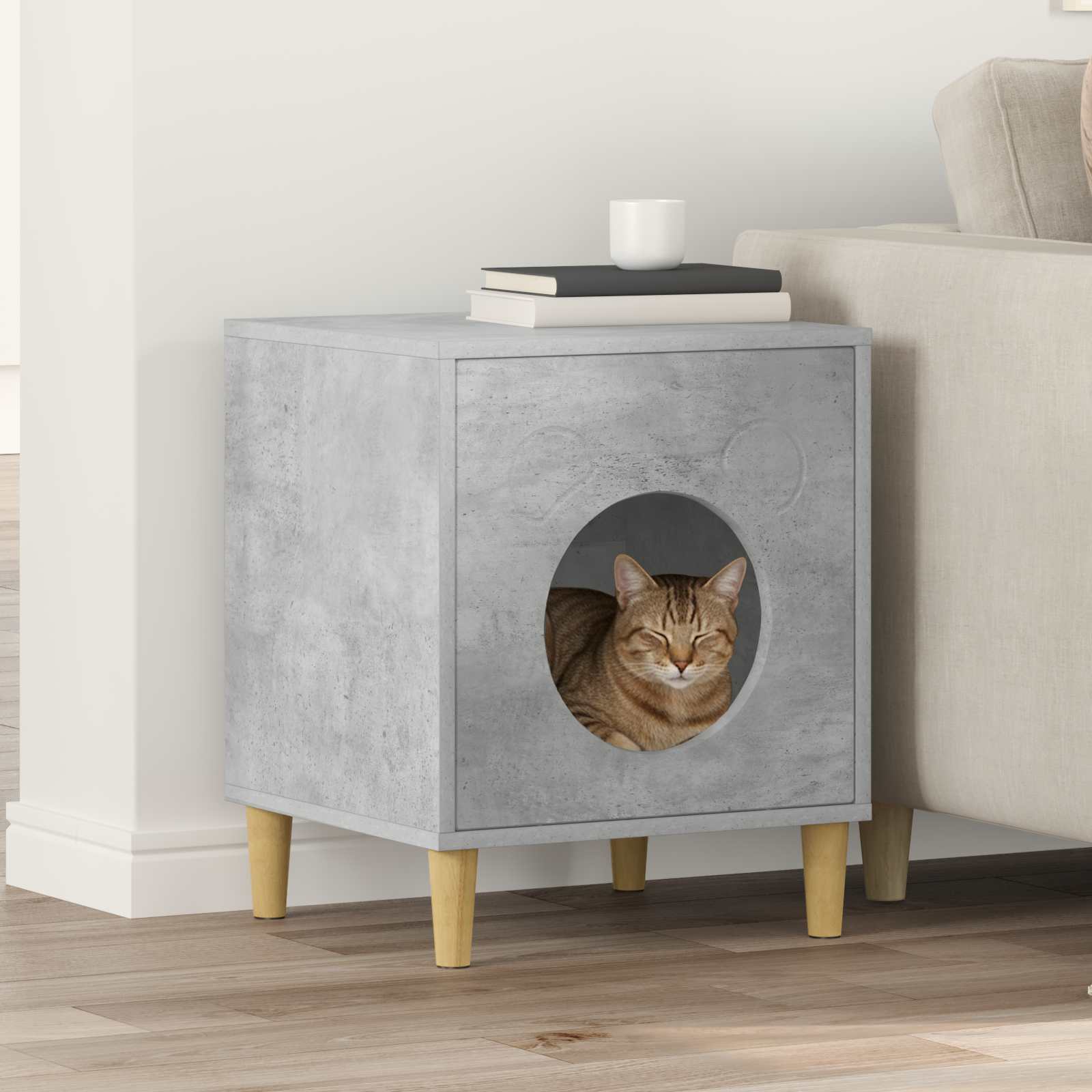 vidaXL Cat House Concerte 42.5 x 40 x 53 cm Engineered Wood 1