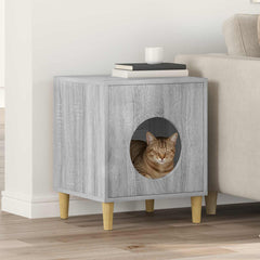 vidaXL Cat House Grey Sonoma 42.5 x 40 x 53 cm Engineered Wood 1