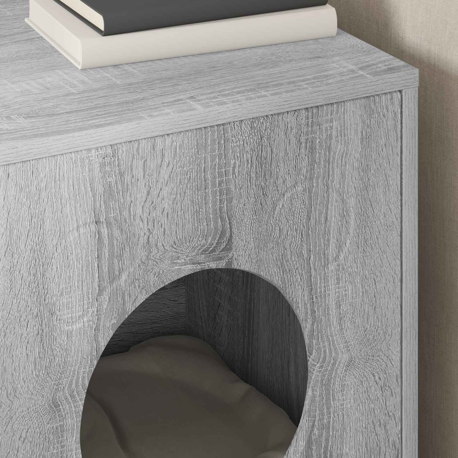 vidaXL Cat House Grey Sonoma 42.5 x 40 x 53 cm Engineered Wood 4