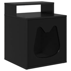 vidaXL Cat House Black 42.5 x 40 x 53.5 cm Engineered Wood 2