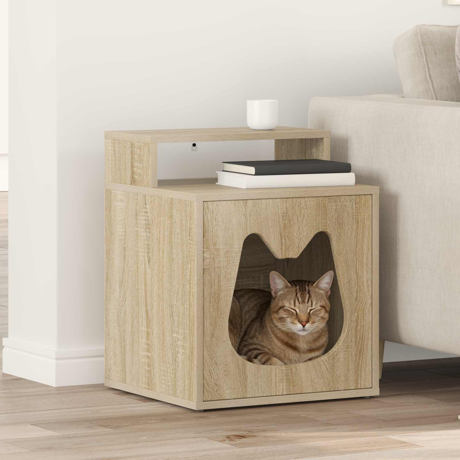 vidaXL Cat House Sonoma 42.5 x 40 x 53.5 cm Engineered Wood 1