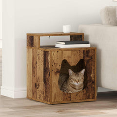 vidaXL Cat House Old Wood 42.5 x 40 x 53.5 cm Engineered Wood 1