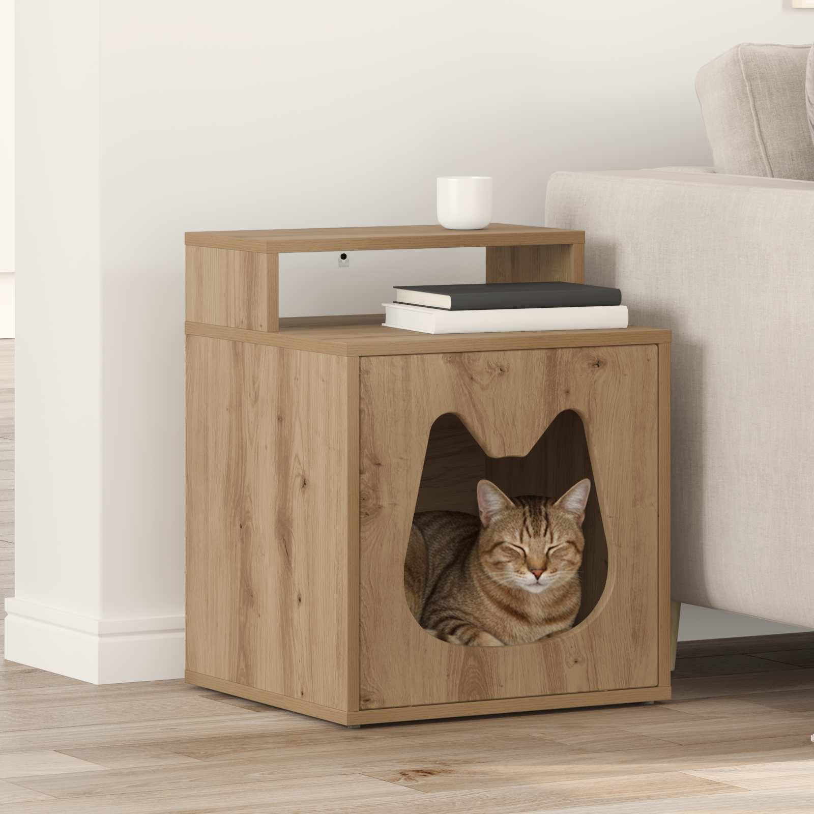 vidaXL Cat House Artisian Oak 42.5 x 40 x 53.5 cm Engineered Wood 1