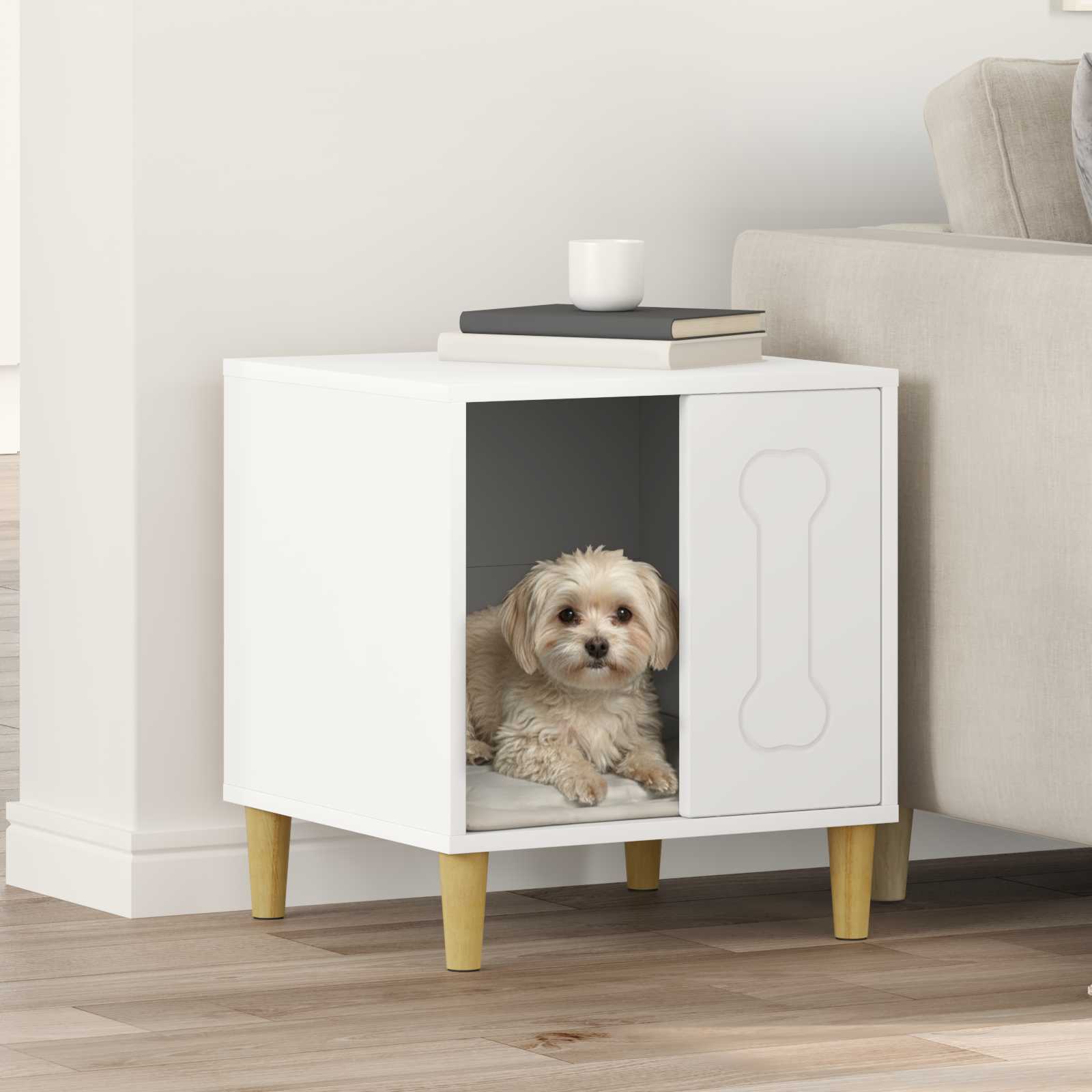 vidaXL Dog House White 44 x 42 x 49 cm Engineered Wood 1