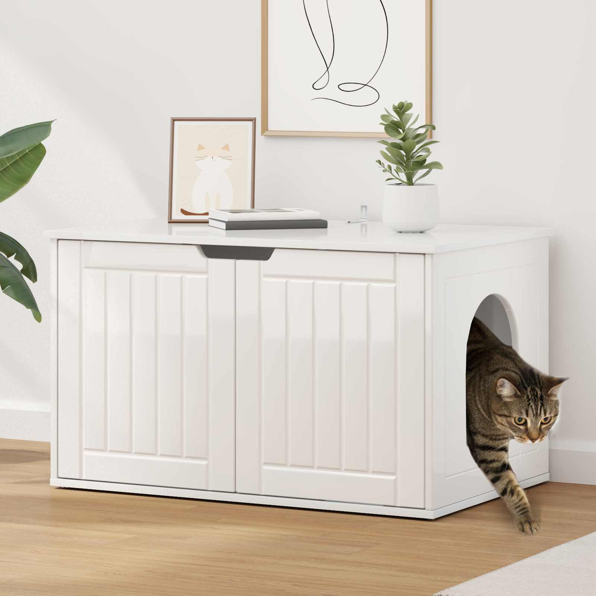 Cat House 85 x 55 x 50.5 cm Engineered Wood High gloss white