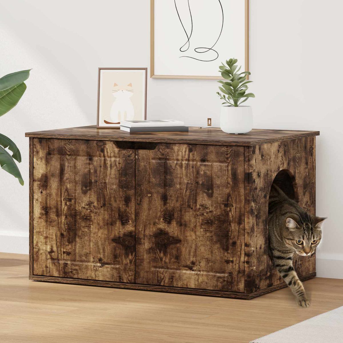 Cat House 85 x 55 x 50.5 cm Engineered Wood Smoked oak