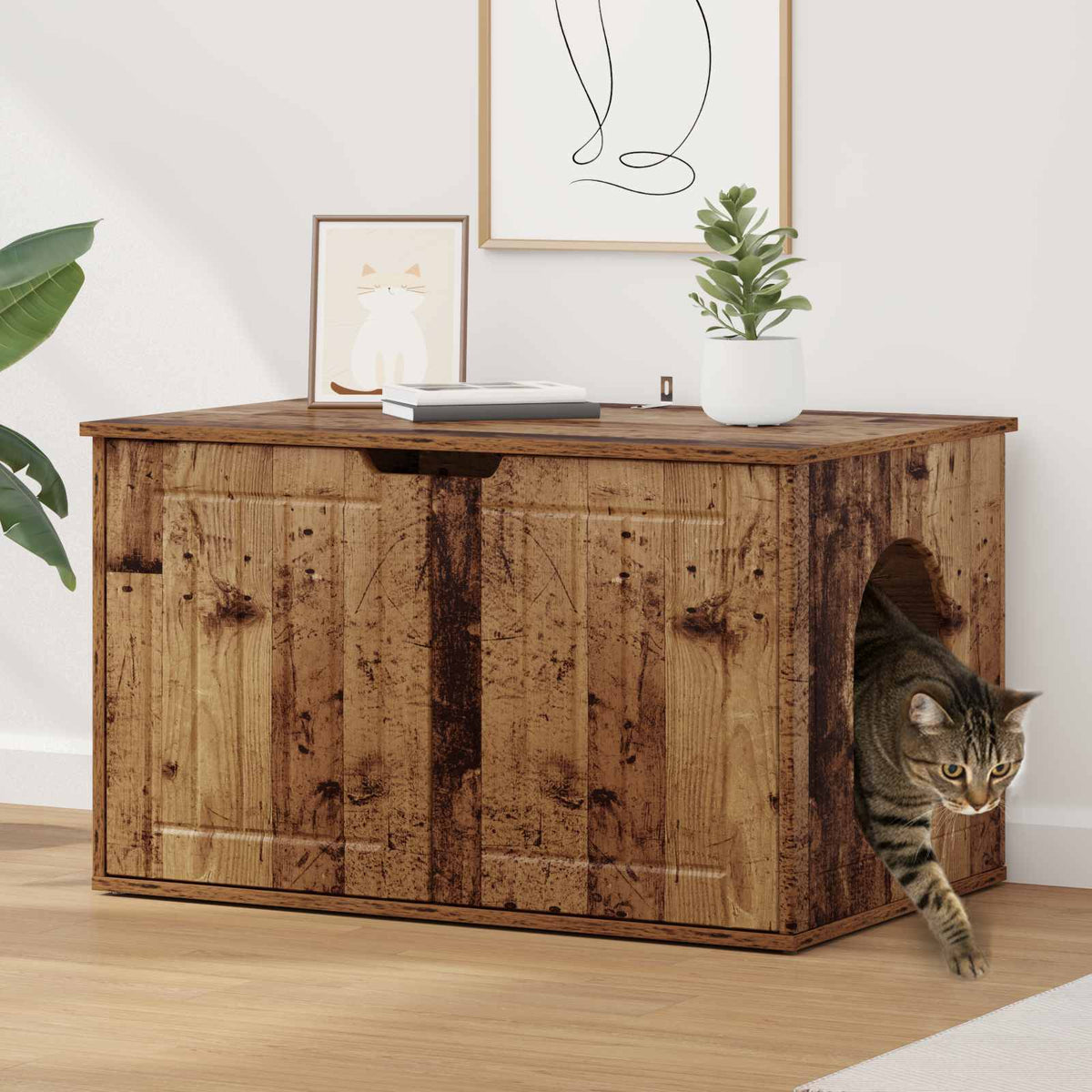 Cat House 85 x 55 x 50.5 cm Engineered Wood Old wood