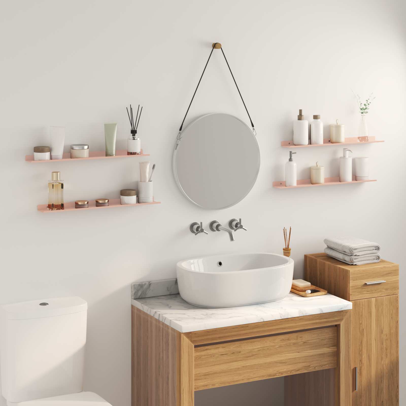 vidaXL Floating Shelf 4 pcs Pink 60 x 8.5 x 2.5 cm Steel 4