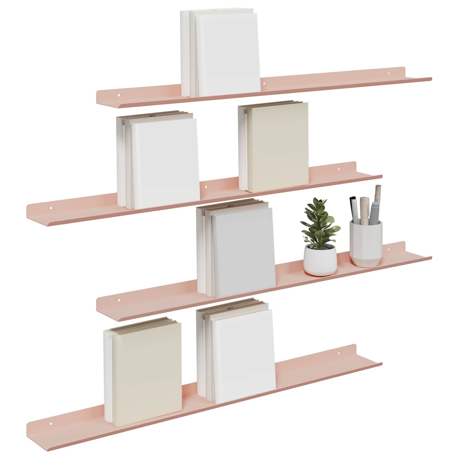 vidaXL Floating Shelf 4 pcs Pink 80 x 9 x 2.5 cm Steel 3