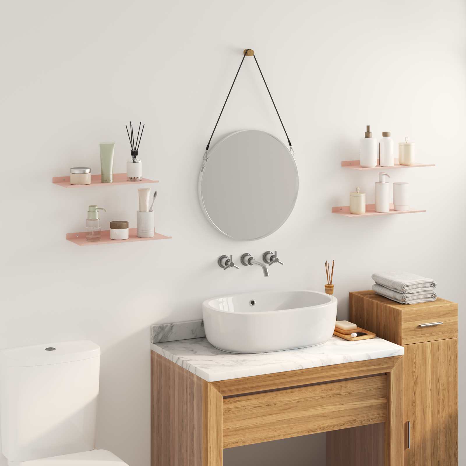 vidaXL Floating Shelf 4 pcs Pink 40 x 18 x 2.5 cm Steel 4