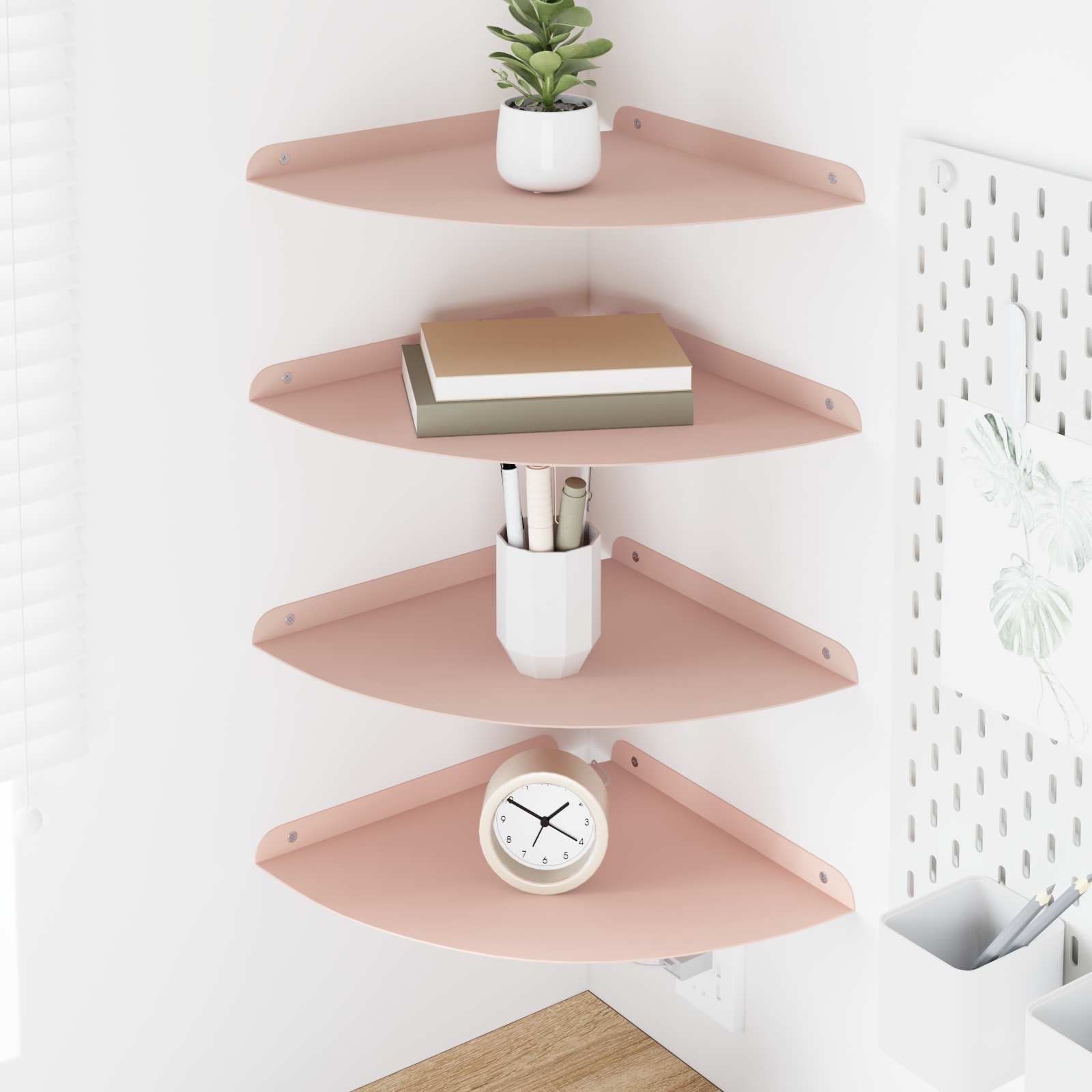 vidaXL Corner Floating Shelf 4 pcs Pink 30 x 30 x 2 cm 1