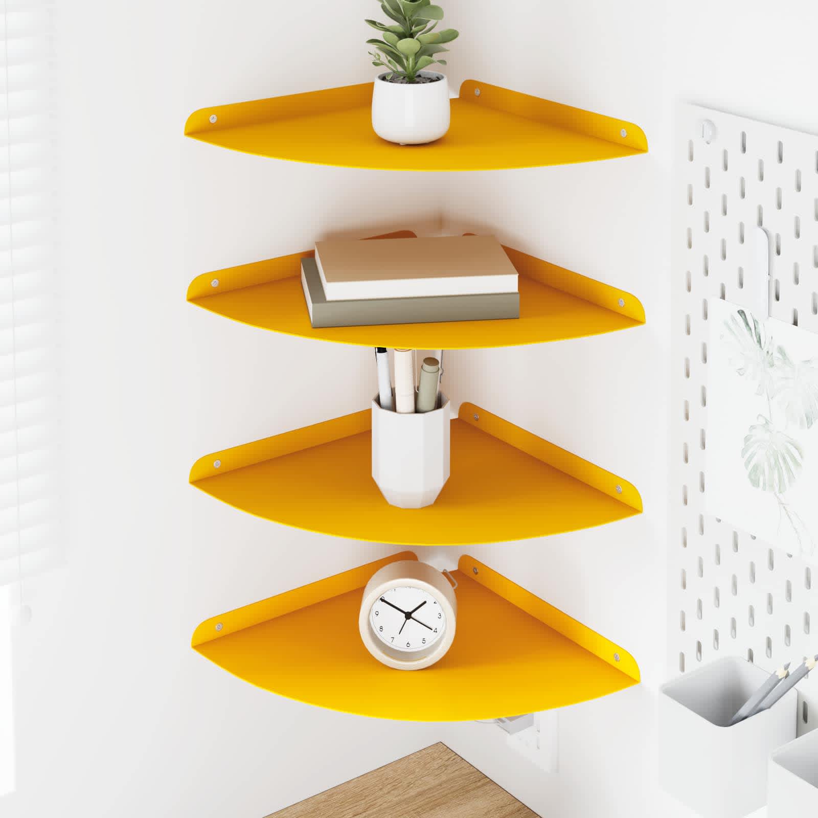 vidaXL Corner Floating Shelf 4 pcs Mustard Yellow 30 x 30 x 2 cm 1