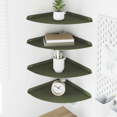 vidaXL Corner Floating Shelf 4 pcs Olive green 30 x 30 x 2 cm 1