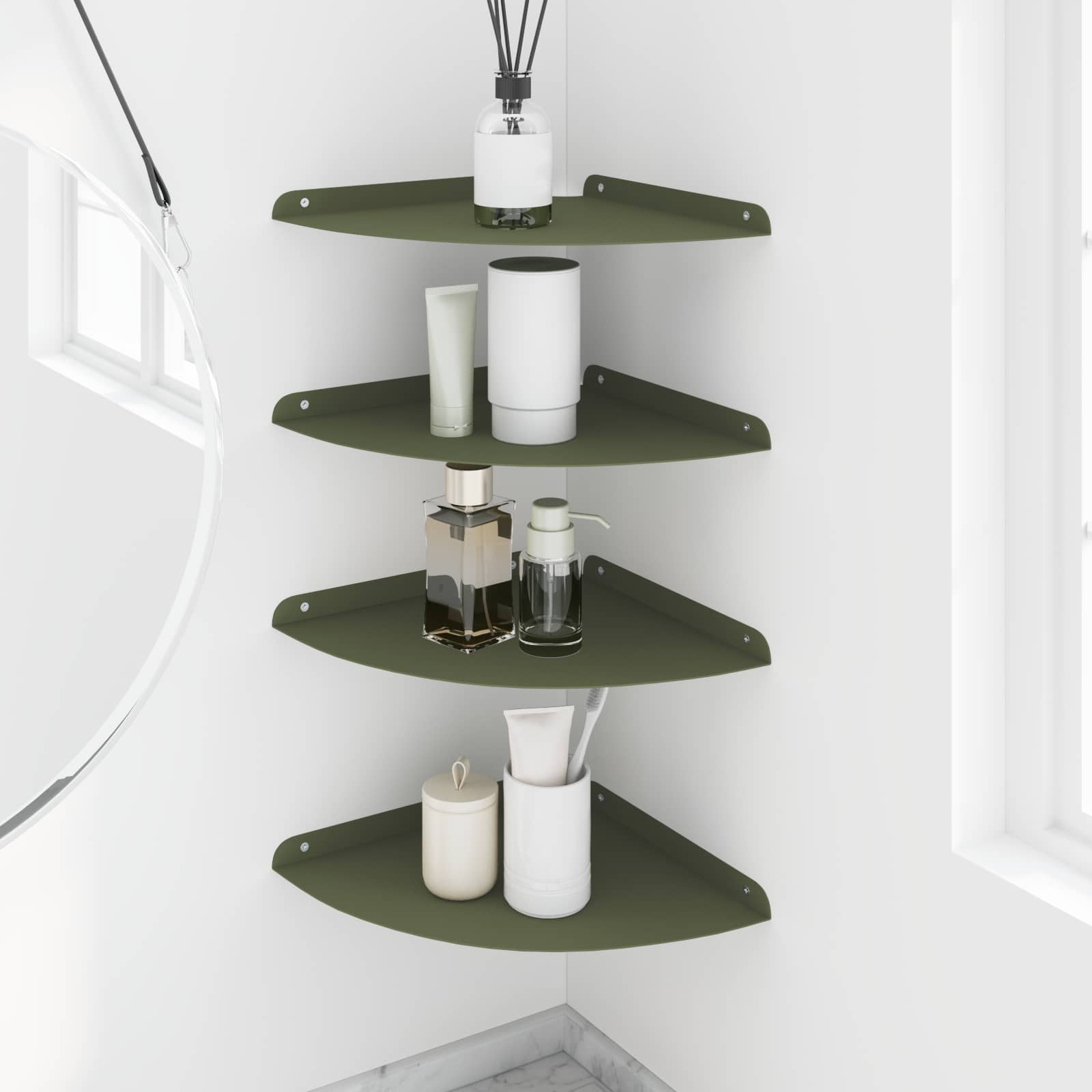 vidaXL Corner Floating Shelf 4 pcs Olive green 30 x 30 x 2 cm 4