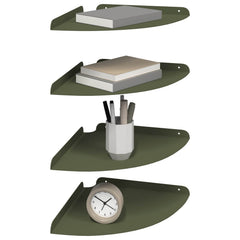 vidaXL Corner Floating Shelf 4 pcs Olive green 30 x 30 x 2 cm 3