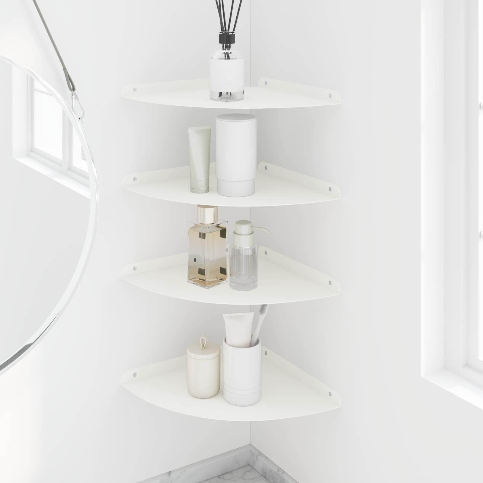 vidaXL Corner Floating Shelf 4 pcs White 30 x 30 x 2 cm 4