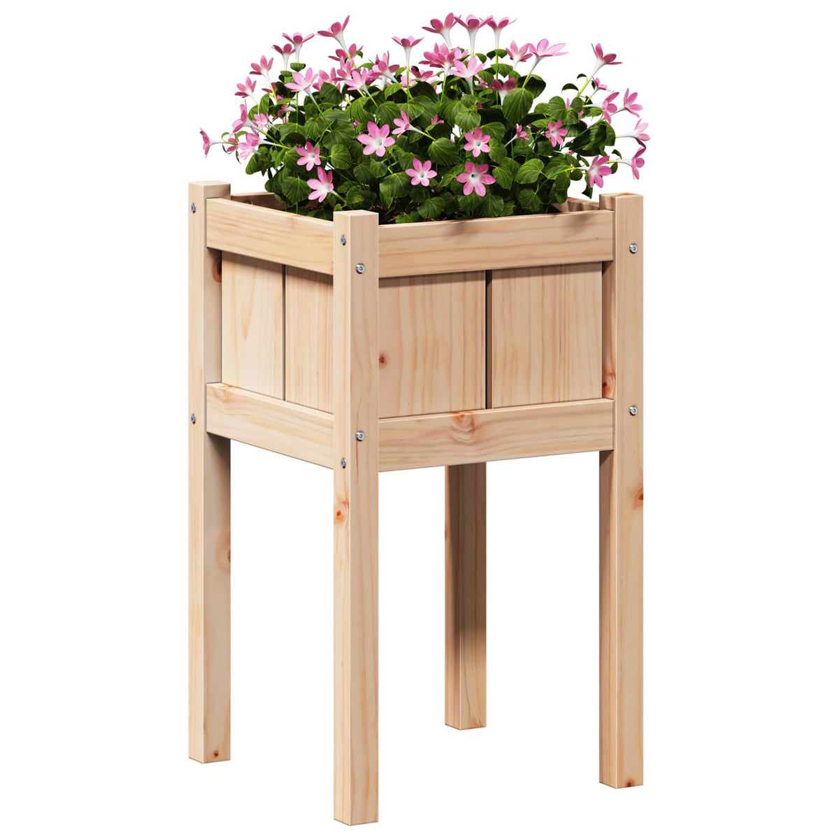 vidaXL Garden Planter Nature 40 x 40 x 70 cm Solid Pine Wood 3