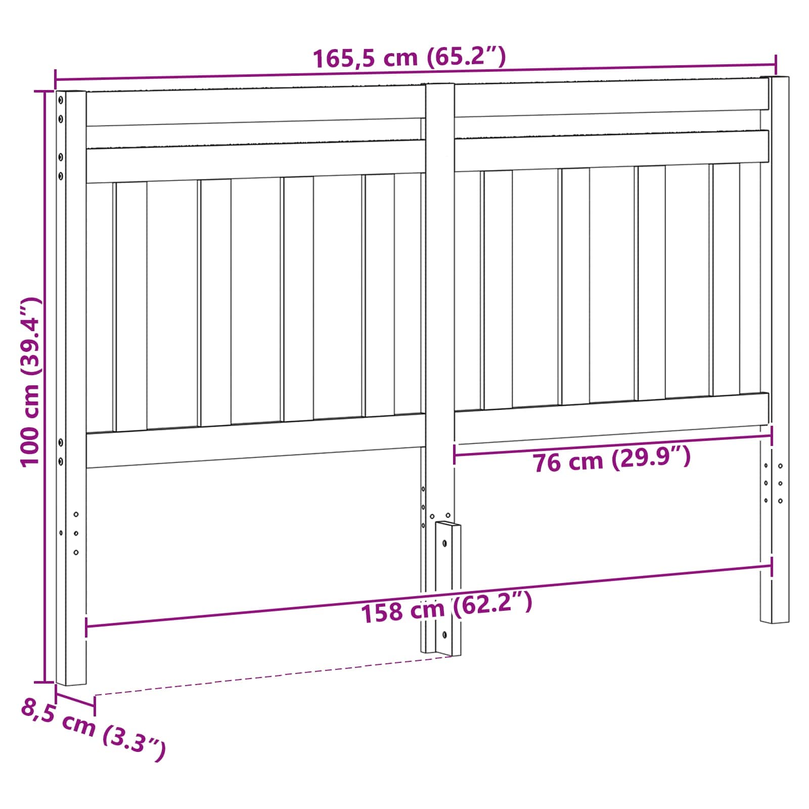 vidaXL Headboard with Headboard Wax Brown 165.5 x 100 cm 5