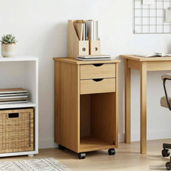 vidaXL Rolling Cabinet 34 x 39 x 65.5 cm Solid Pine Wood Honey Brown 1