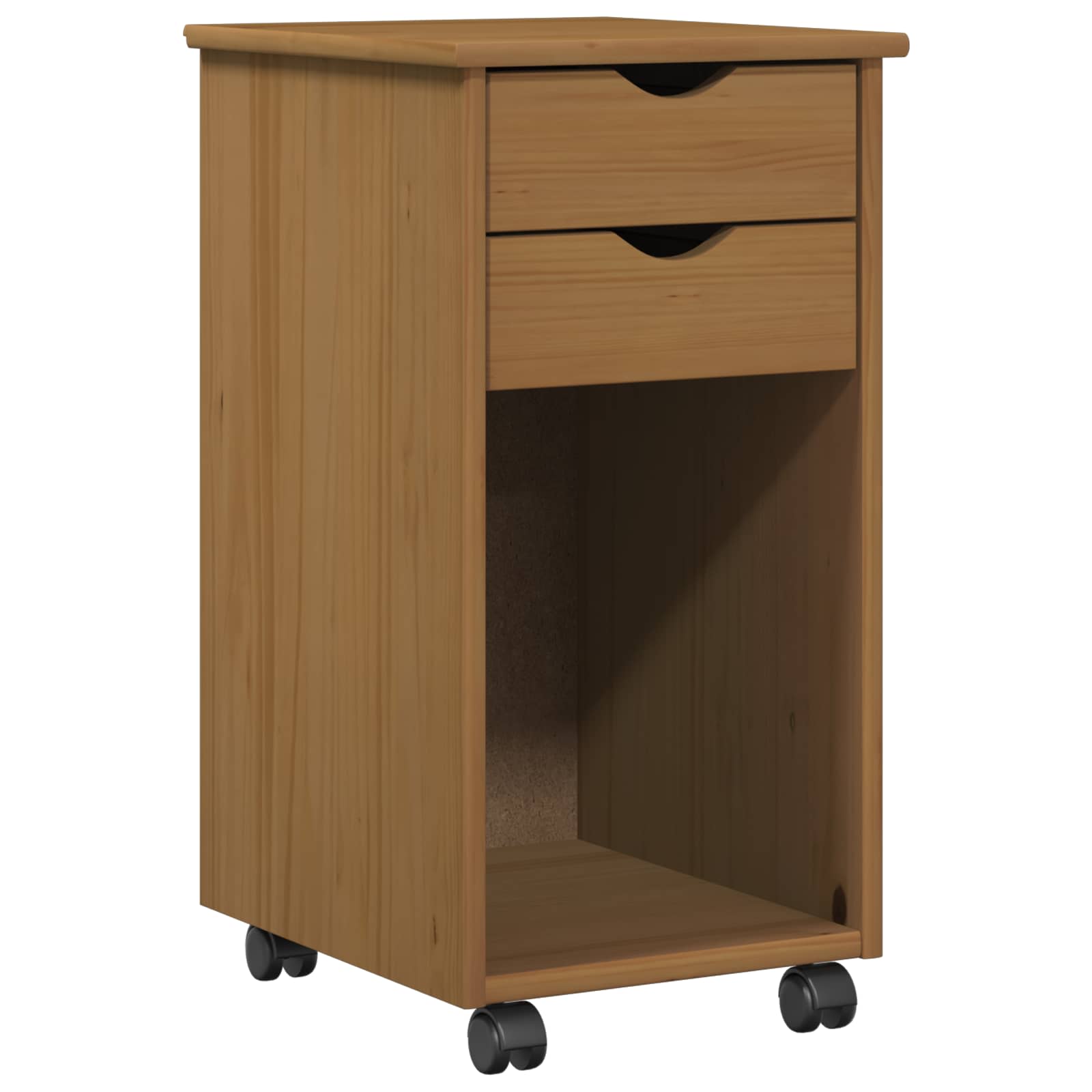 vidaXL Rolling Cabinet 34 x 39 x 65.5 cm Solid Pine Wood Honey Brown 2