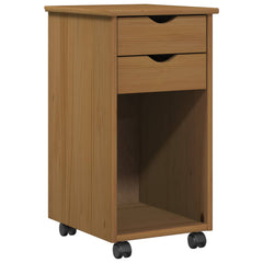 vidaXL Rolling Cabinet 34 x 39 x 65.5 cm Solid Pine Wood Honey Brown 2