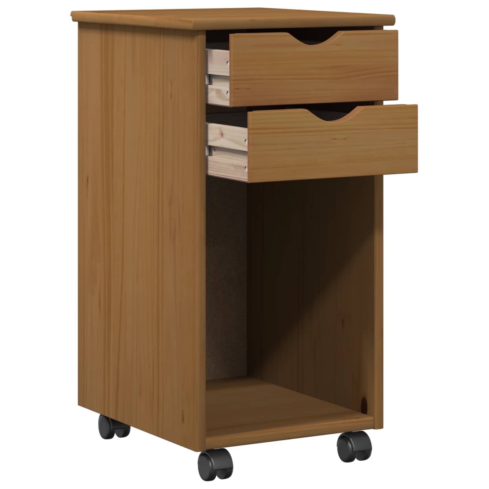 vidaXL Rolling Cabinet 34 x 39 x 65.5 cm Solid Pine Wood Honey Brown 4