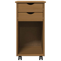 vidaXL Rolling Cabinet 34 x 39 x 65.5 cm Solid Pine Wood Honey Brown 5
