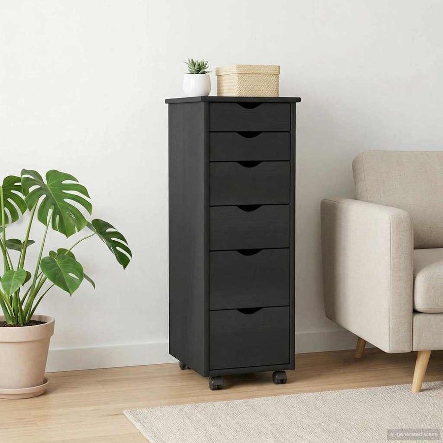 vidaXL Rolling Cabinet 34 x 39 x 93.5 cm Solid Pine Wood Grey 1