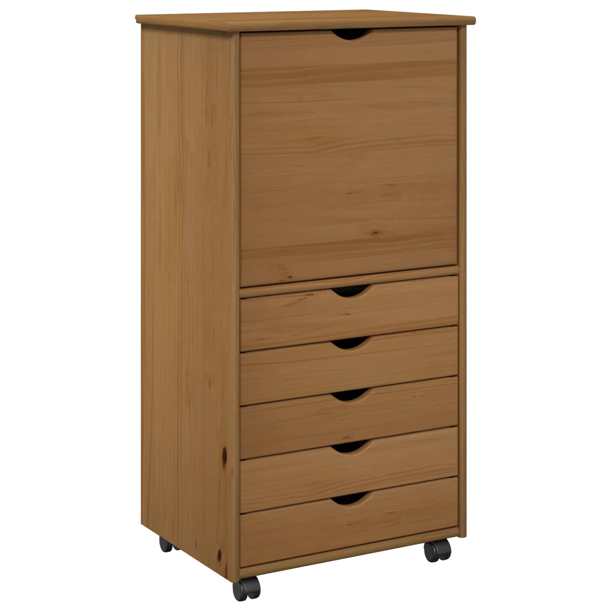 Rolling Cabinet 53 x 39 x 103 cm Solid Pine Wood Honey brown