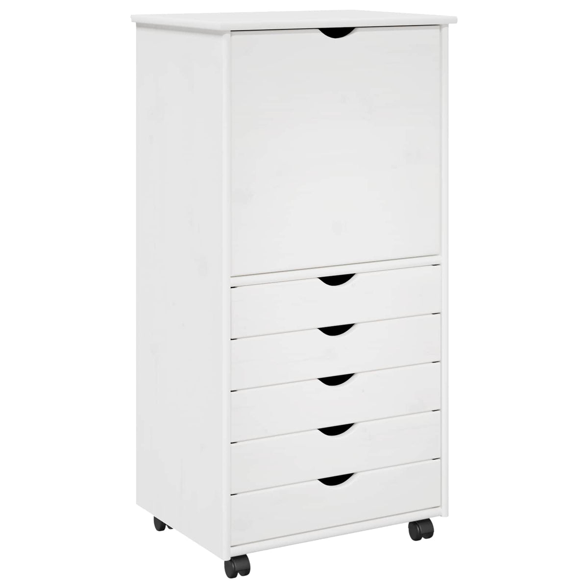 Rolling Cabinet 53 x 39 x 103 cm Solid Pine Wood White