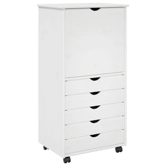 Rolling Cabinet 53 x 39 x 103 cm Solid Pine Wood White