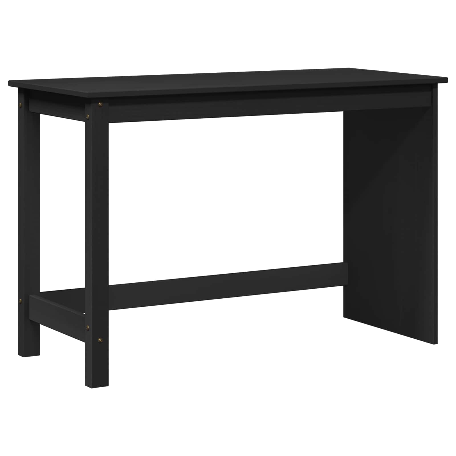 vidaXL Desk Black 112 x 50 x 75 cm Solid Pine Wood 2