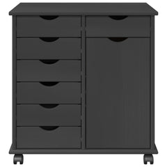 vidaXL Rolling Cabinet 63.5 x 39 x 65.5 cm Solid Pine Wood Grey 5