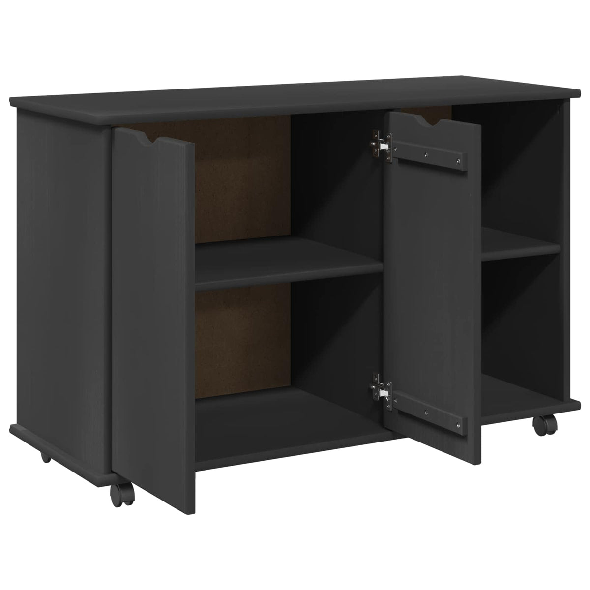 Rolling Cabinet Grey Solid Pine Wood, image 4