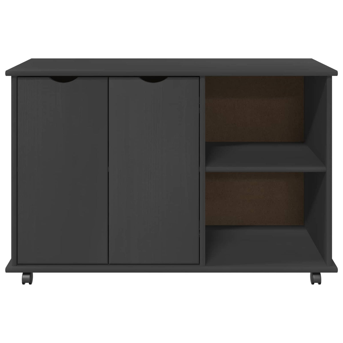 Rolling Cabinet Grey Solid Pine Wood, image 5