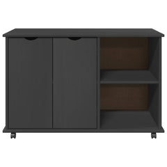 Rolling Cabinet Grey Solid Pine Wood, image 5