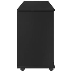 Rolling Cabinet Black Solid Pine Wood, image 6