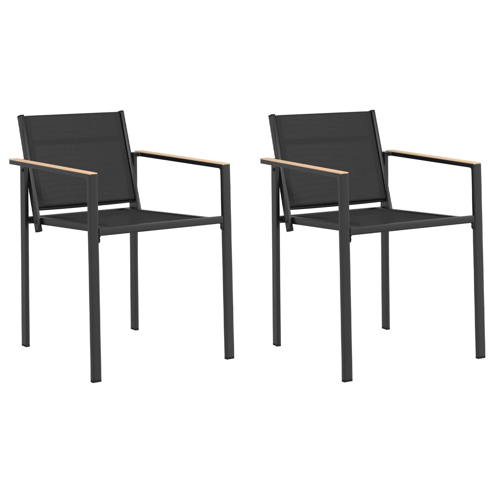 vidaXL Garden Chairs 2 pcs Black and Anthracite Textilene Fabric 2