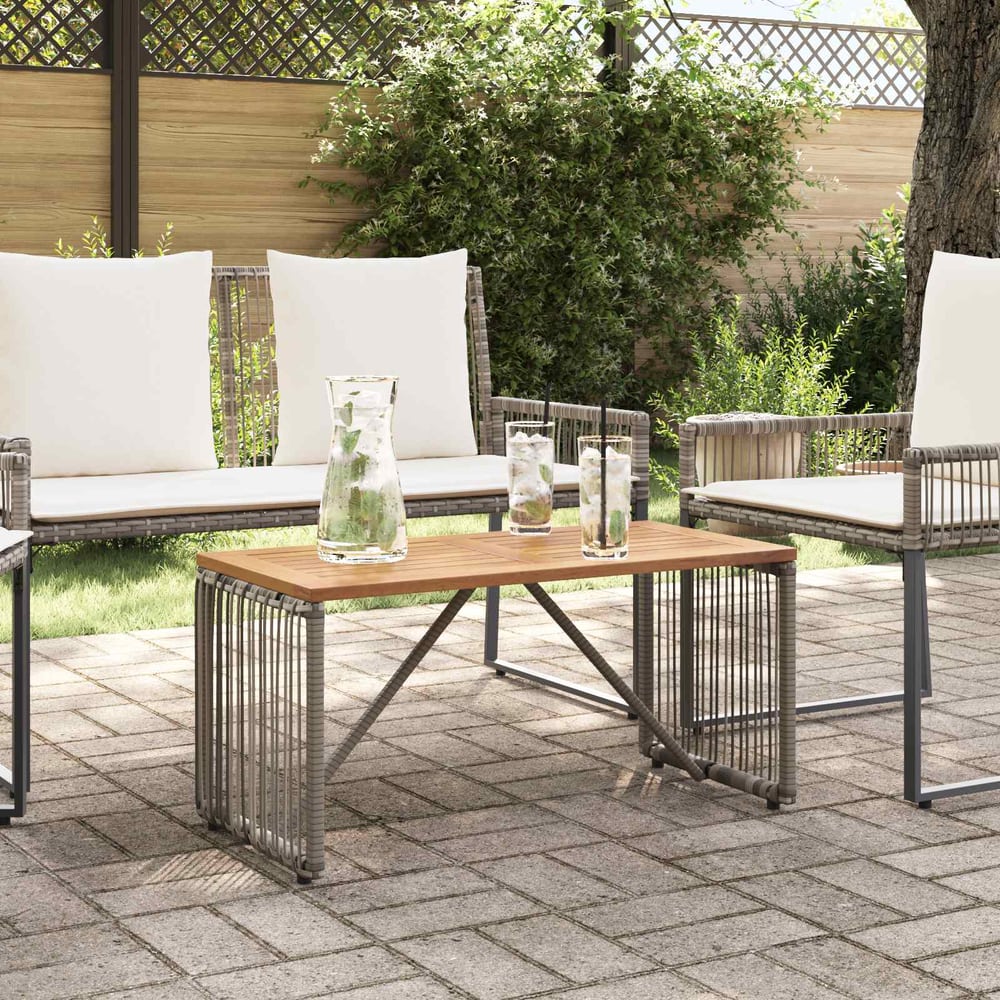Outdoor Table and Brown 80 x 40 x 40 cm Poly Rattan Grey