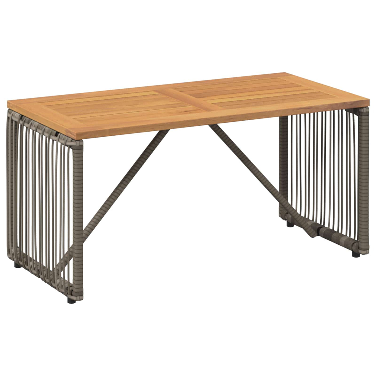 Outdoor Table and Brown 80 x 40 x 40 cm Poly Rattan Grey
