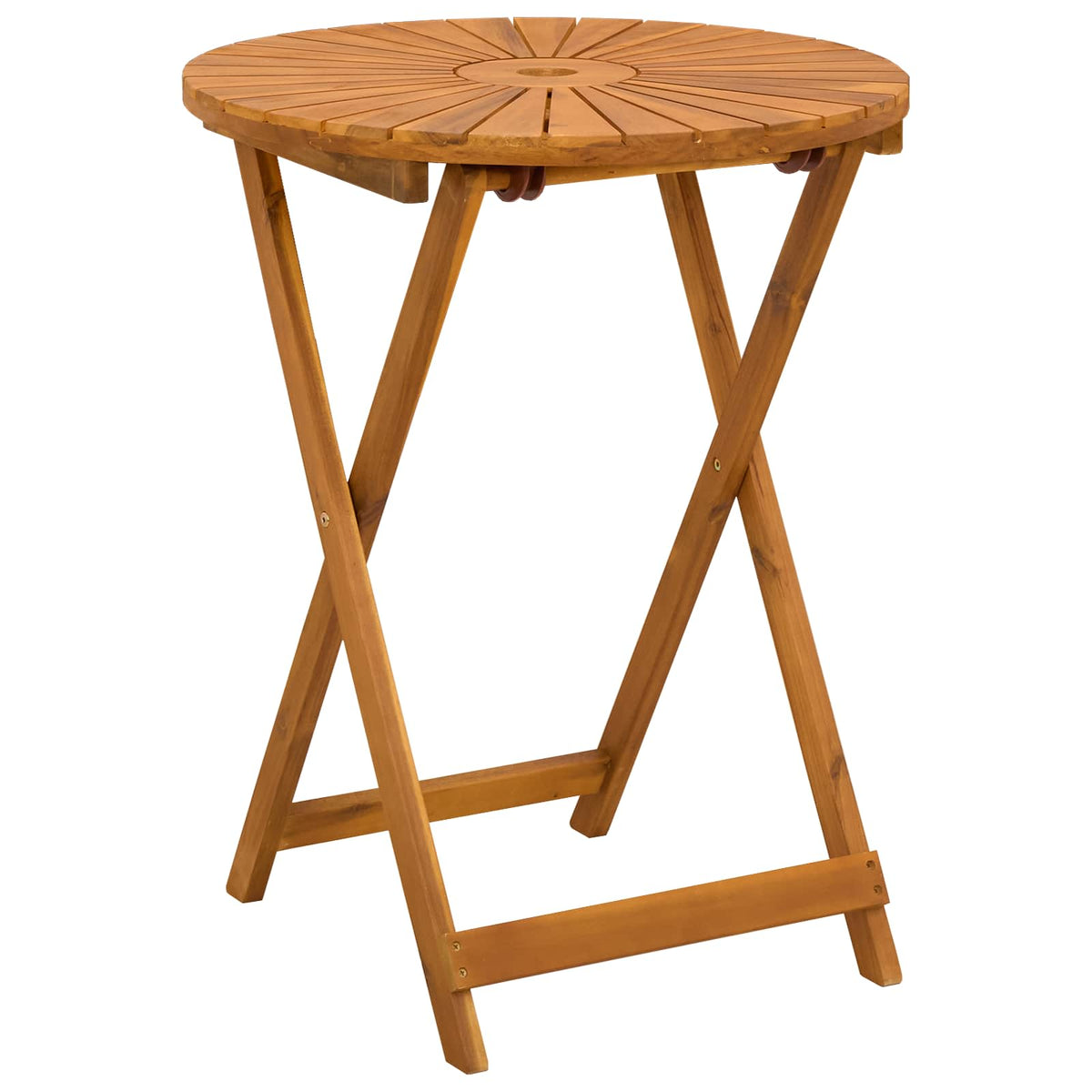 Folding Garden Table Natural Ø60 75 cm Solid Acacia Wood 60 cm