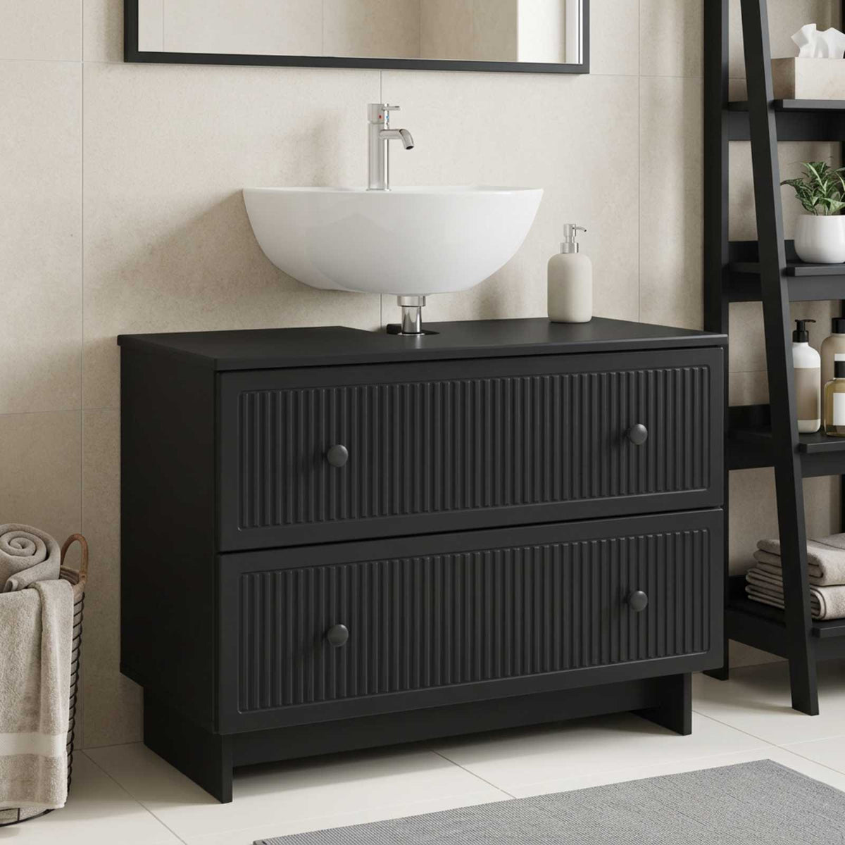 Bathroom Sink Cabinet EDE 82 x 41x 59 cm Black