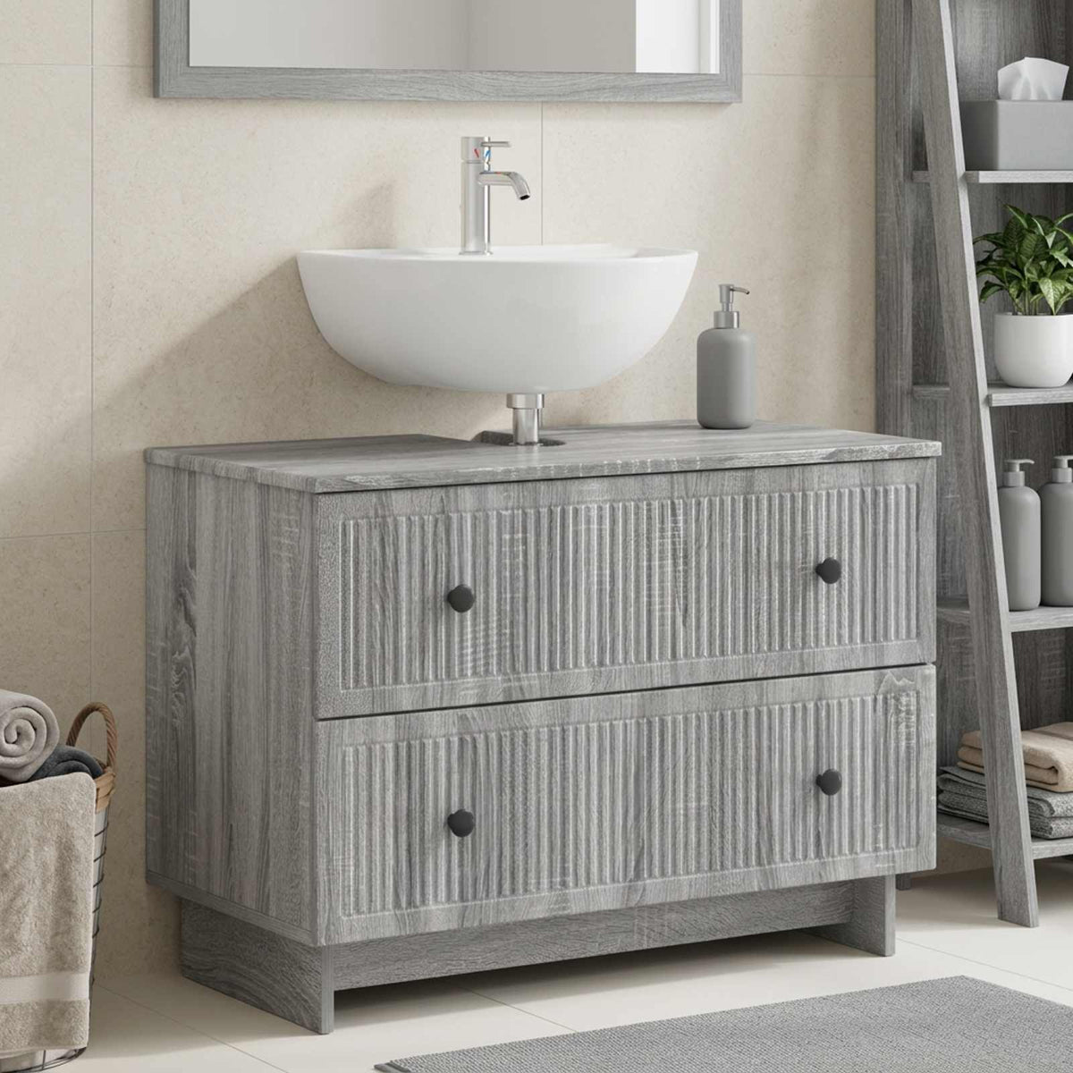 Bathroom Sink Cabinet EDE 82 x 41x 59 cm Grey sonoma