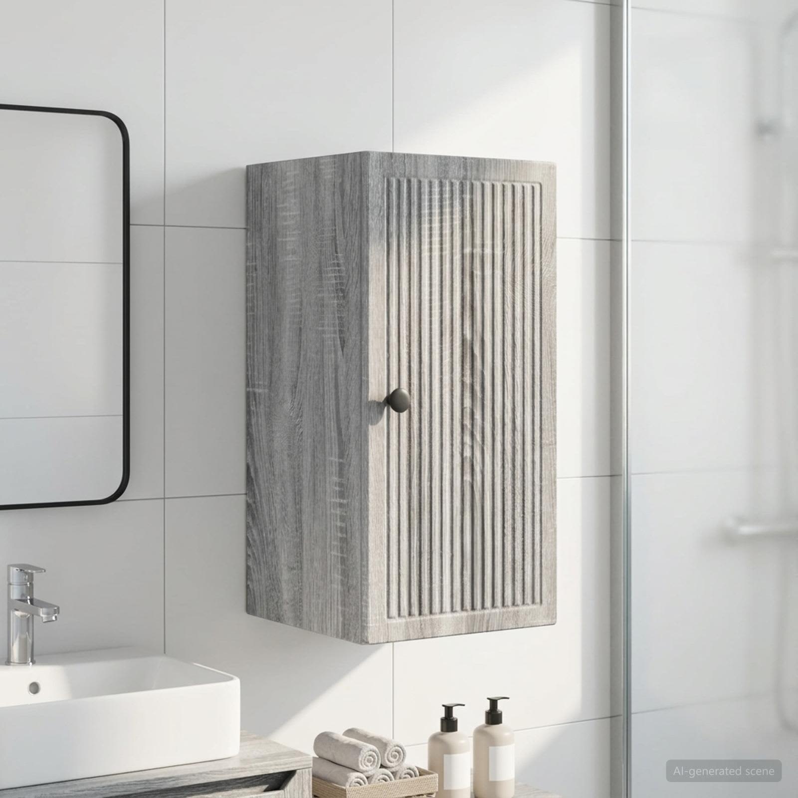 vidaXL Bathroom Wall Cabinet EDE Grey Sonoma 30 x 31 x 59 cm 1