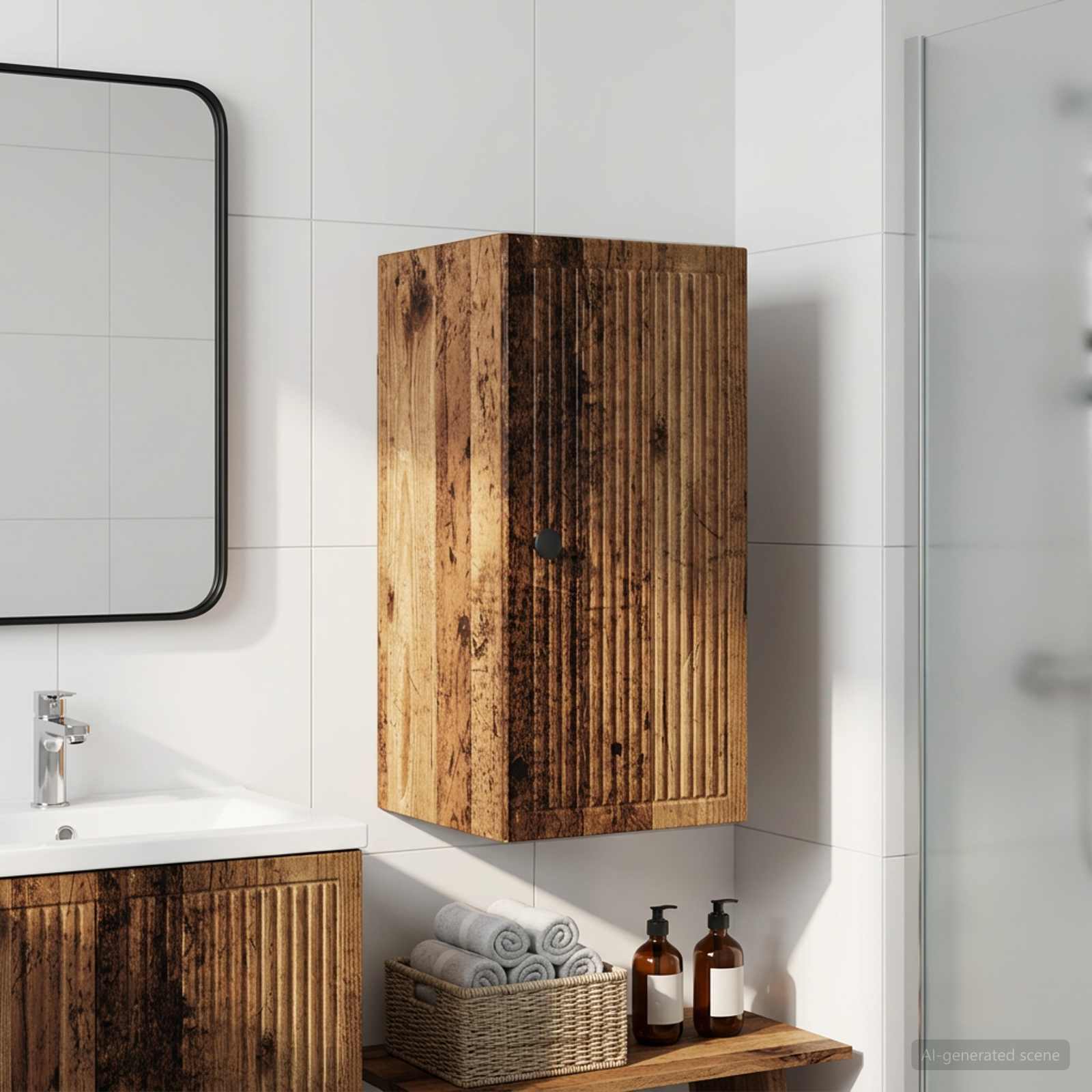 vidaXL Bathroom Wall Cabinet EDE Old Wood 30 x 31 x 59 cm 1