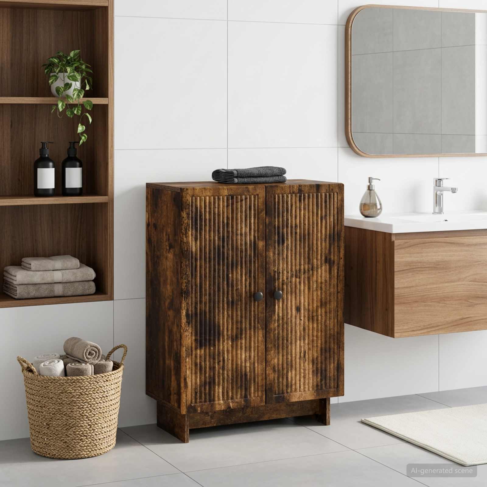 vidaXL Bathroom Storage Cainet EDE Smoked Oak 59.5 x 31 x 80 cm 1