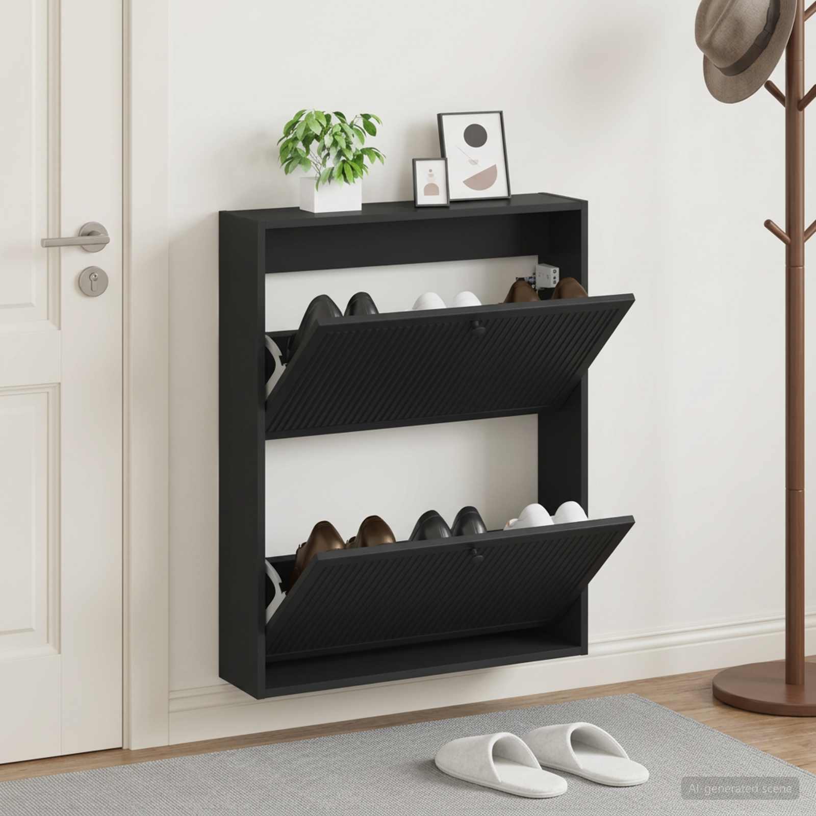 vidaXL Wall-Mounted Shoe Cabinet EDE 71 x 17 x 86 cm Engineered Wood 1