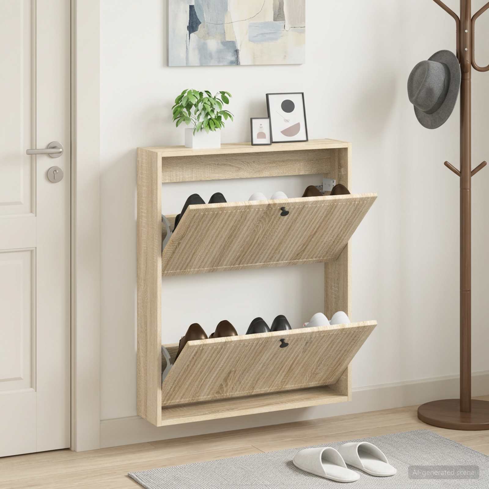 vidaXL Wall-Mounted Shoe Cabinet EDE 71 x 17 x 86 cm Engineered Wood 1